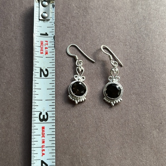 Smoky Quartz Sterling Silver Dangle Earrings - Picture 4 of 6